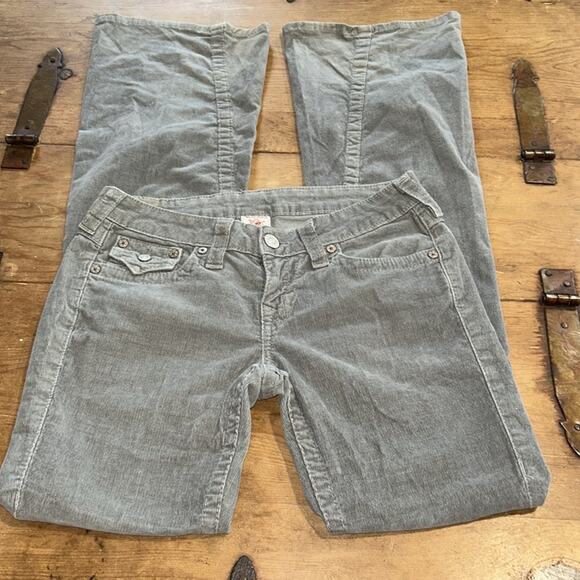 Woman’s True Religion Gray Corduroy , flare legs Pants Size 28 - Picture 3 of 14